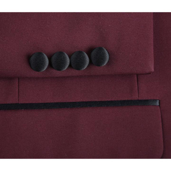 Slim Fit Shawl Collar Tuxedo Jacket and Pant 2 pc Set | Burgundy