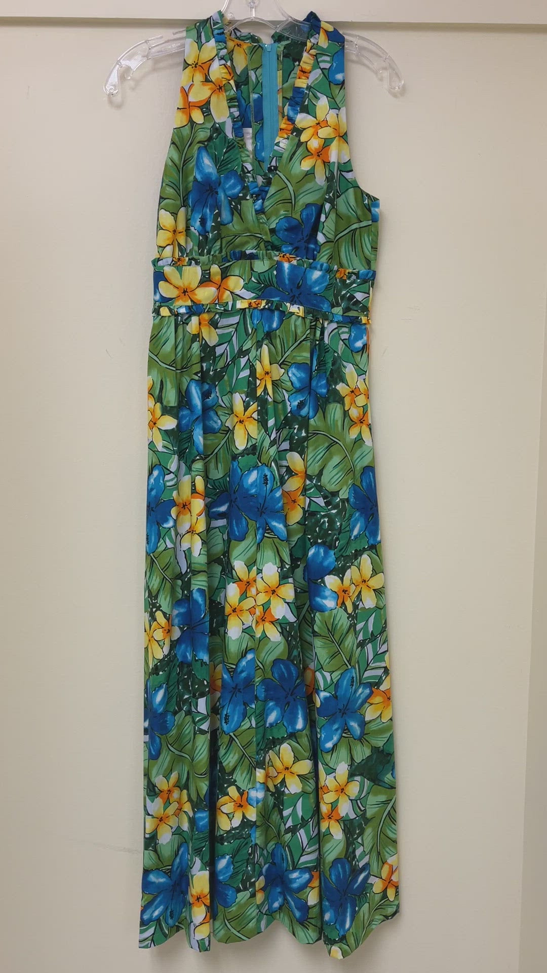 Tropical Hawaiian Flower Dress | Blue 5204-6