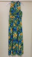 Tropical Hawaiian Flower Dress | Blue