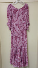 Pink Banana Leaf Rayon Long Hawaiian Dress 2701-12