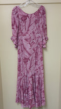 Pink Banana Leaf Rayon Long Hawaiian Dress 2701