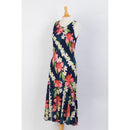 Navy Blue Orchid Floral Print Dress, Blue - Muumuu Outlet