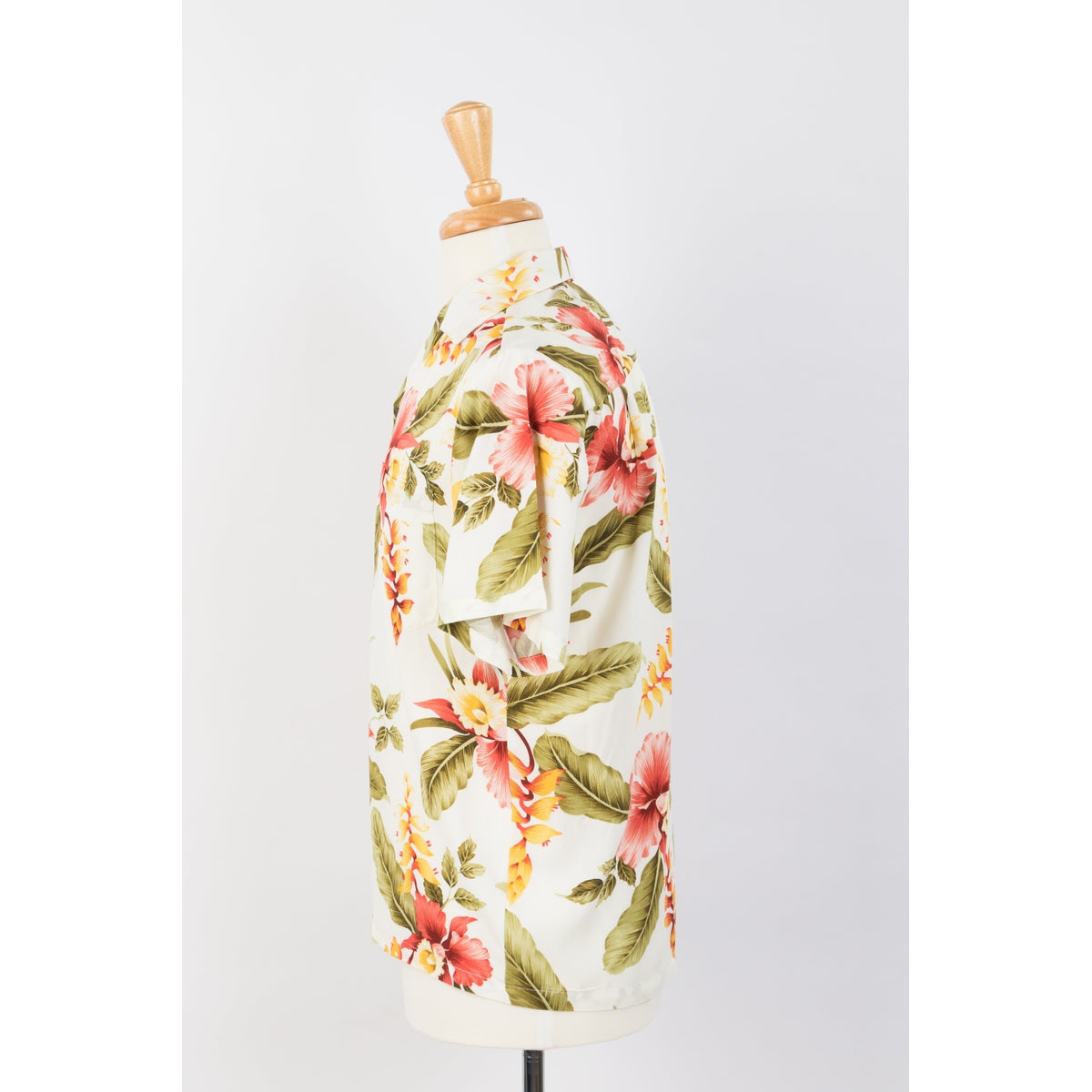 Orchid Print Rayon Hawaiian Shirt | Cream