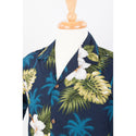 Hibiscus and Palm Tree Cotton Aloha Shirt | Blue - Muumuu Outlet
