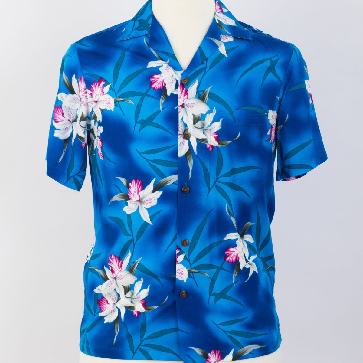 Royal Blue  Orchid Floral Print Shirt | Blue - Muumuu Outlet