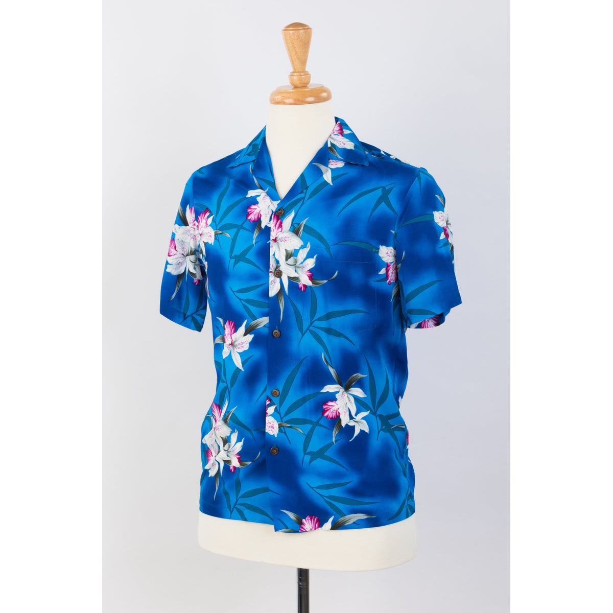 Royal Blue  Orchid Floral Print Shirt | Blue - Muumuu Outlet