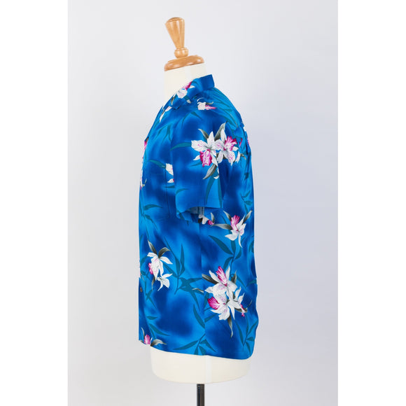 Royal Blue  Orchid Floral Print Shirt | Blue - Muumuu Outlet