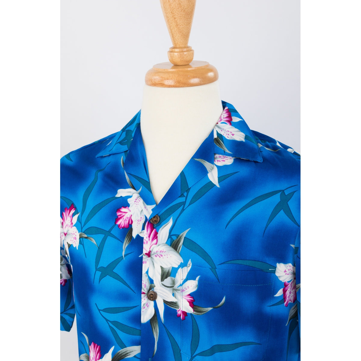 Royal Blue  Orchid Floral Print Shirt | Blue - Muumuu Outlet