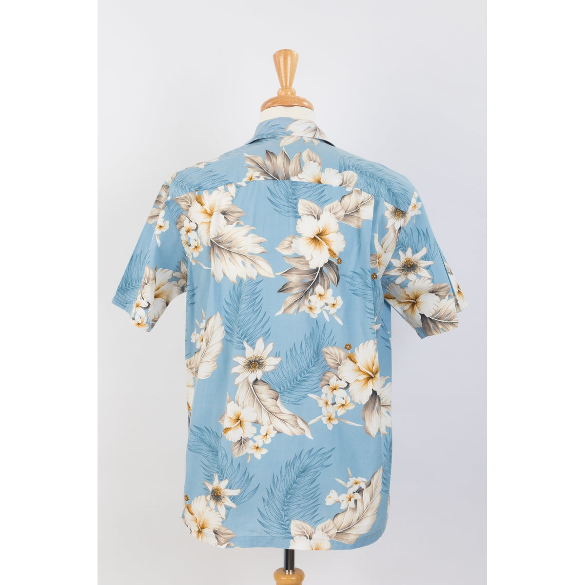 Hibiscus Cotton Aloha Shirt | Light Blue - Muumuu Outlet