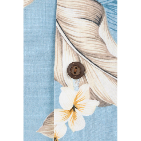 Hibiscus Cotton Aloha Shirt | Light Blue - Muumuu Outlet
