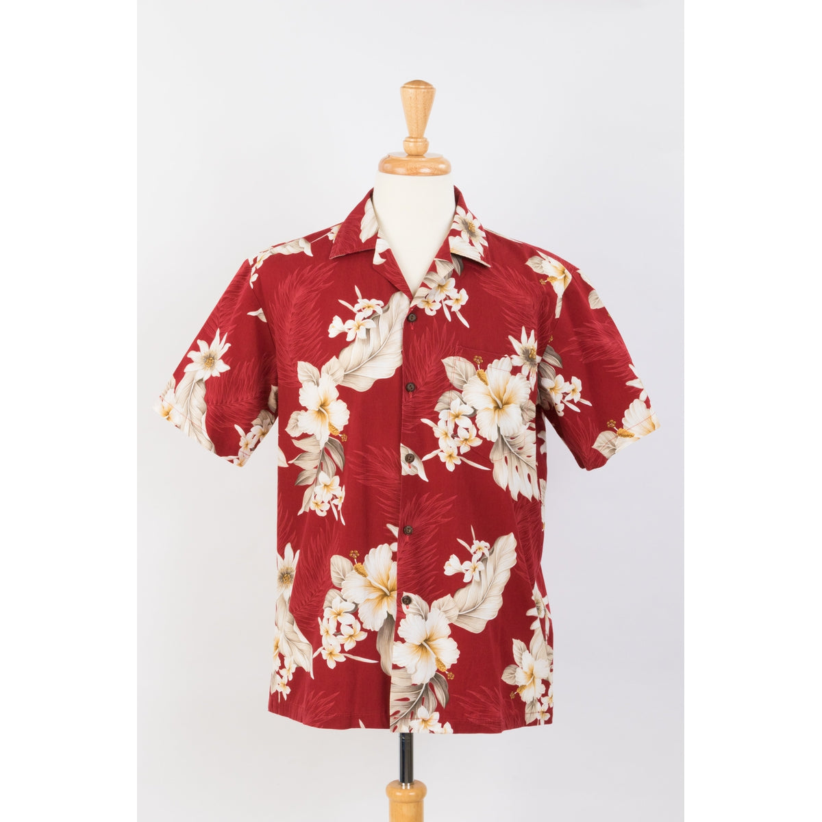 Hibiscus Cotton Aloha Shirt | Red - Muumuu Outlet