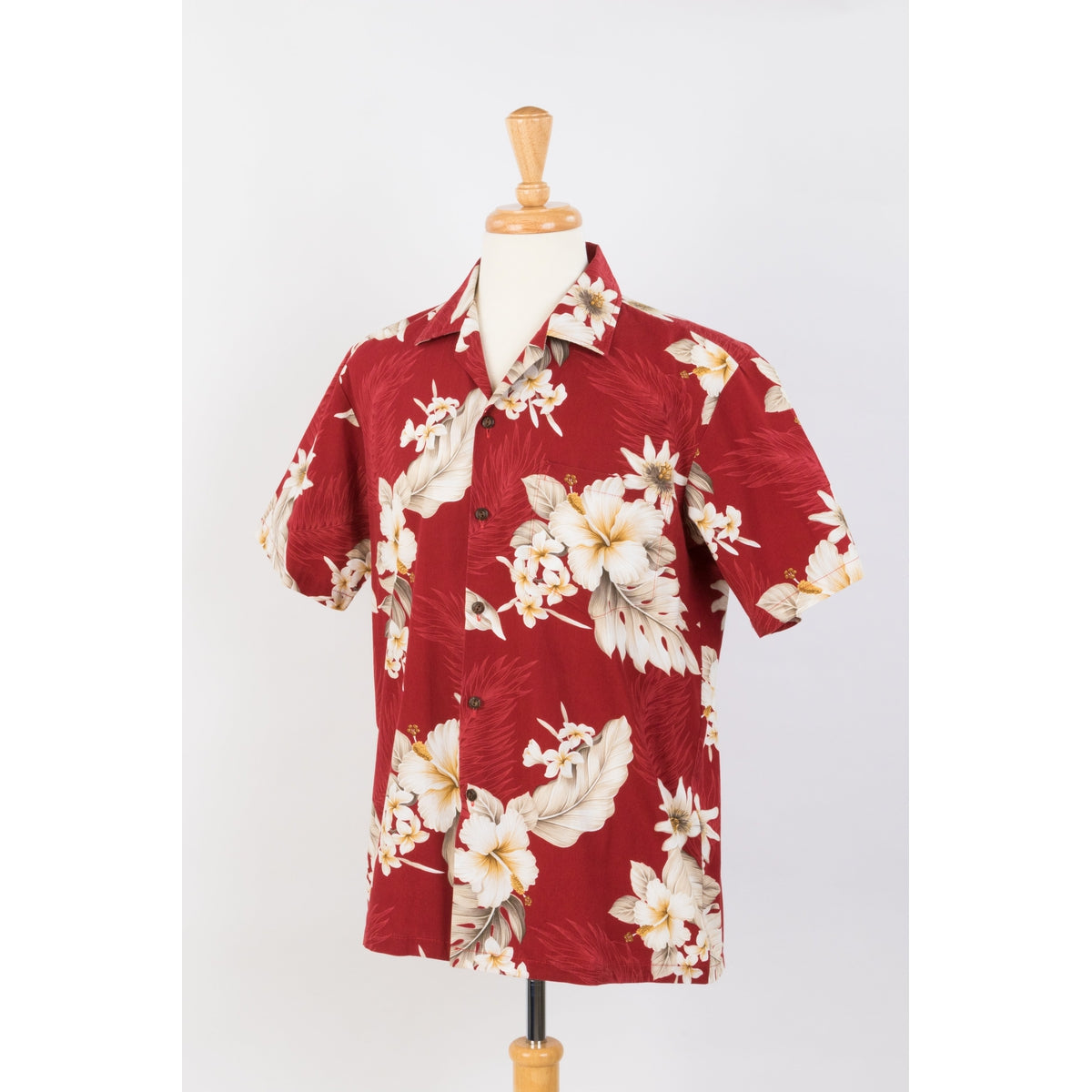 Hibiscus Cotton Aloha Shirt | Red - Muumuu Outlet