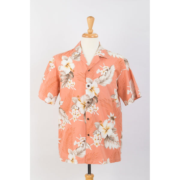 Hibiscus Cotton Aloha Shirt | Peach - Muumuu Outlet