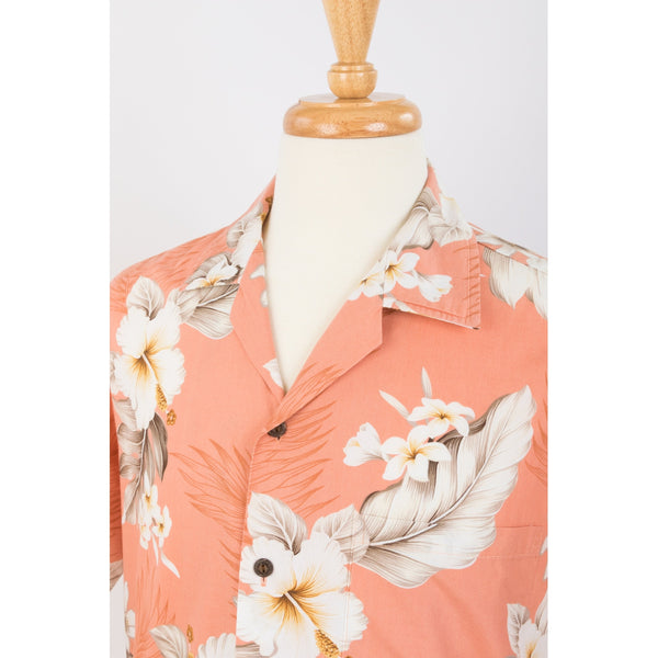 Hibiscus Cotton Aloha Shirt | Peach - Muumuu Outlet