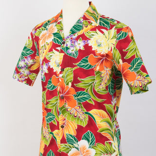 Paradise Tropical Print Aloha Shirts | Red