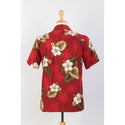 Hibiscus and Palm Tree Cotton Aloha Shirt | Red - Muumuu Outlet