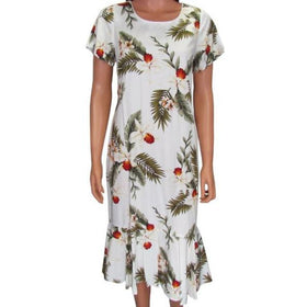 white hibiscus print dress