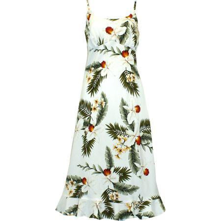 Orchid and Fern Print Spaghetti Strap Summer Floral Print Dress | Red