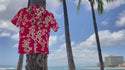 Red Plumeria  100% Cotton Hawaiian Fabric, Dark Red RC C003R RED-0005C