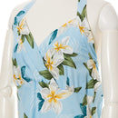 Halter Mid Light Blue Plumeria Hawaiian Dress
