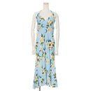 Halter Mid Light Blue Plumeria Hawaiian Dress