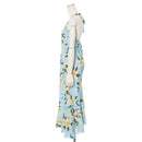 Halter Mid Light Blue Plumeria Hawaiian Dress