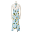 Halter Mid Light Blue Plumeria Hawaiian Dress