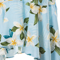 Halter Mid Length Light Blue Plumeria Floral Print Hawaiian Dress