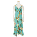Halter Teel Green Plumeria Hawaiian Dress