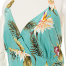 Halter Teel Green Plumeria Hawaiian Dress
