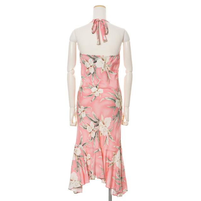 Halter Mid Length Pink Orchid Hawaiian Dress XL Halter Mid Length Pink Orchid Hawaiian Dress XL