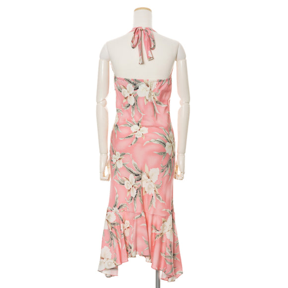 Halter Pink Plumeria Hawaiian Dress