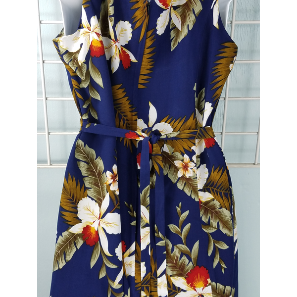 Orchid Floral Print Dress, Navy - 0