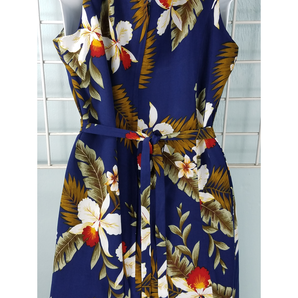 Orchid Floral Print Dress, Navy