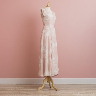 Floral Print Wrap Dress | Beige Pink - Muumuu Outlet