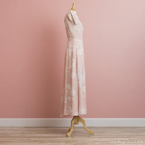 Floral Print Wrap Dress | Beige Pink - Muumuu Outlet