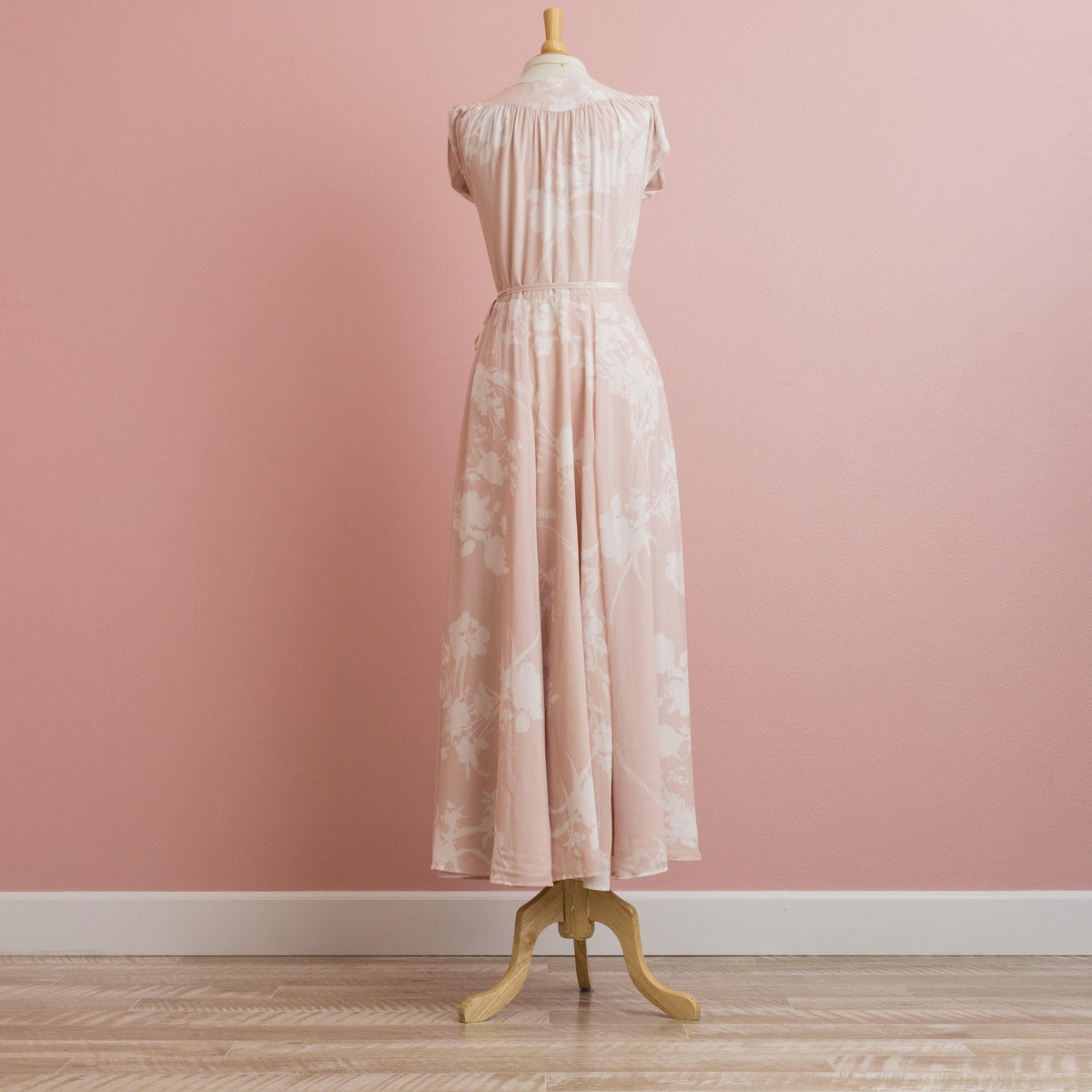 Floral Print Wrap Dress | Beige Pink - Muumuu Outlet