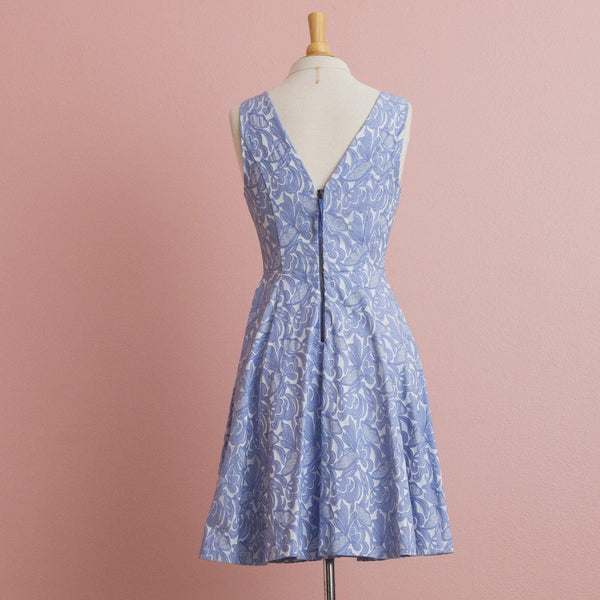 Blue Embosses Floral Print Mini Dress | Blue - Muumuu Outlet