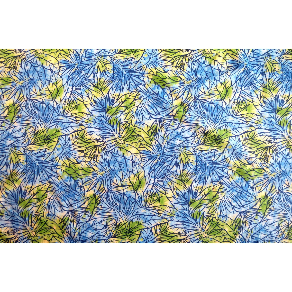 Dancing Leaf Blue & Green Hawaiian Fabric - Muumuu Outlet