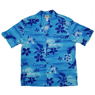 Retro Hawaiian Blue Aloha Shirt | Blue - Muumuu Outlet