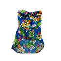 Pet clothing dog's blue Hawaiian print  shirt, pineapple, plumeria colorful print front 