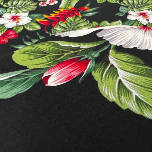 Anthurium Heliconia Hawaiian Fabric | Black