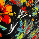 Hibiscus & Palm and Ocean Fabric | Black-2