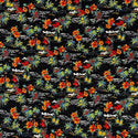 Hibiscus & Palm and Ocean Fabric | Black 0223 BLK-0008C