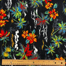Hibiscus & Palm and Ocean Fabric | Black-3