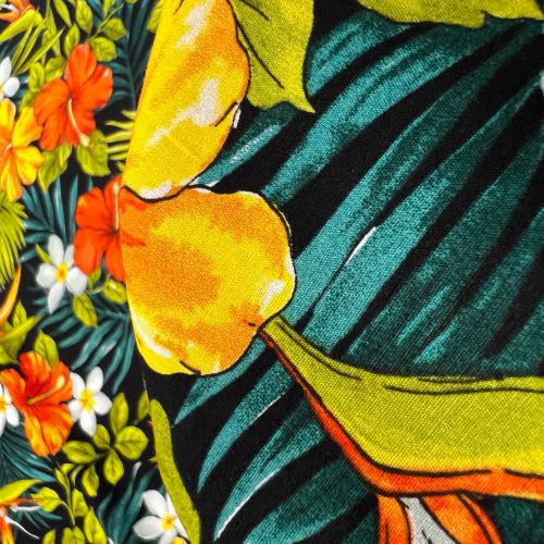 Yellow, Orange Hibiscus with Plumeria | Black