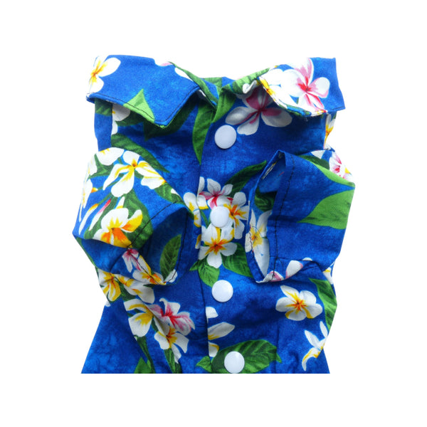 Blue Plumeria Floral Dog's Shirts | Plumeria Shower | Blue