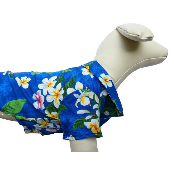 Blue Plumeria Floral Dog's Shirts | Plumeria Shower | Blue