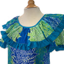 Tropical Lei Flowers Ombre Muumuu Blue