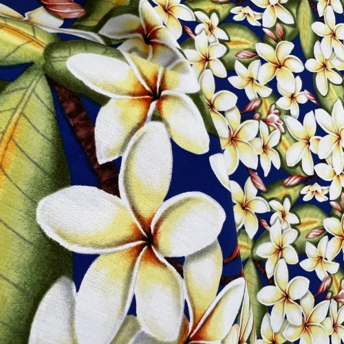 Plumeria All over Hawaiian Fabric | Blue 0223 BLU-0017C